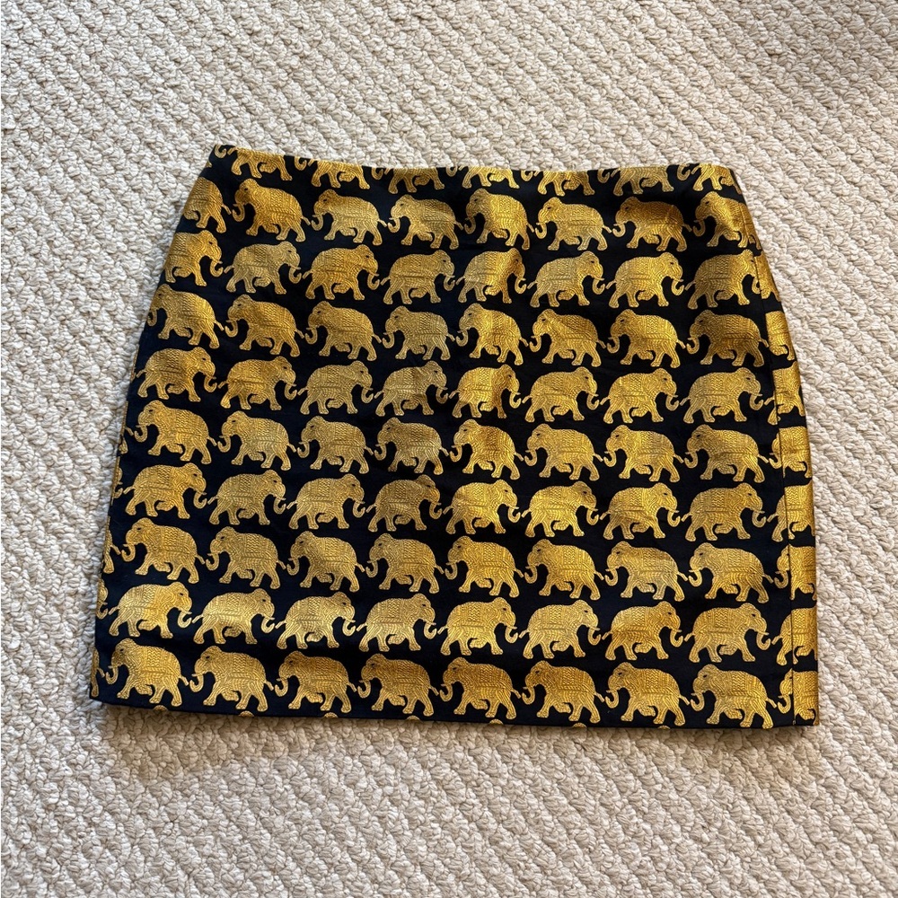 J CREW Black and Gold Skirt - Origami in Elephant Parade SIZE: SMALL - Picture 2 of 8